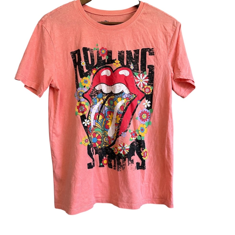 The Rolling Stones Graphic Tee‎ Coral Pink Women's Size S 4-6 Short Sleeve